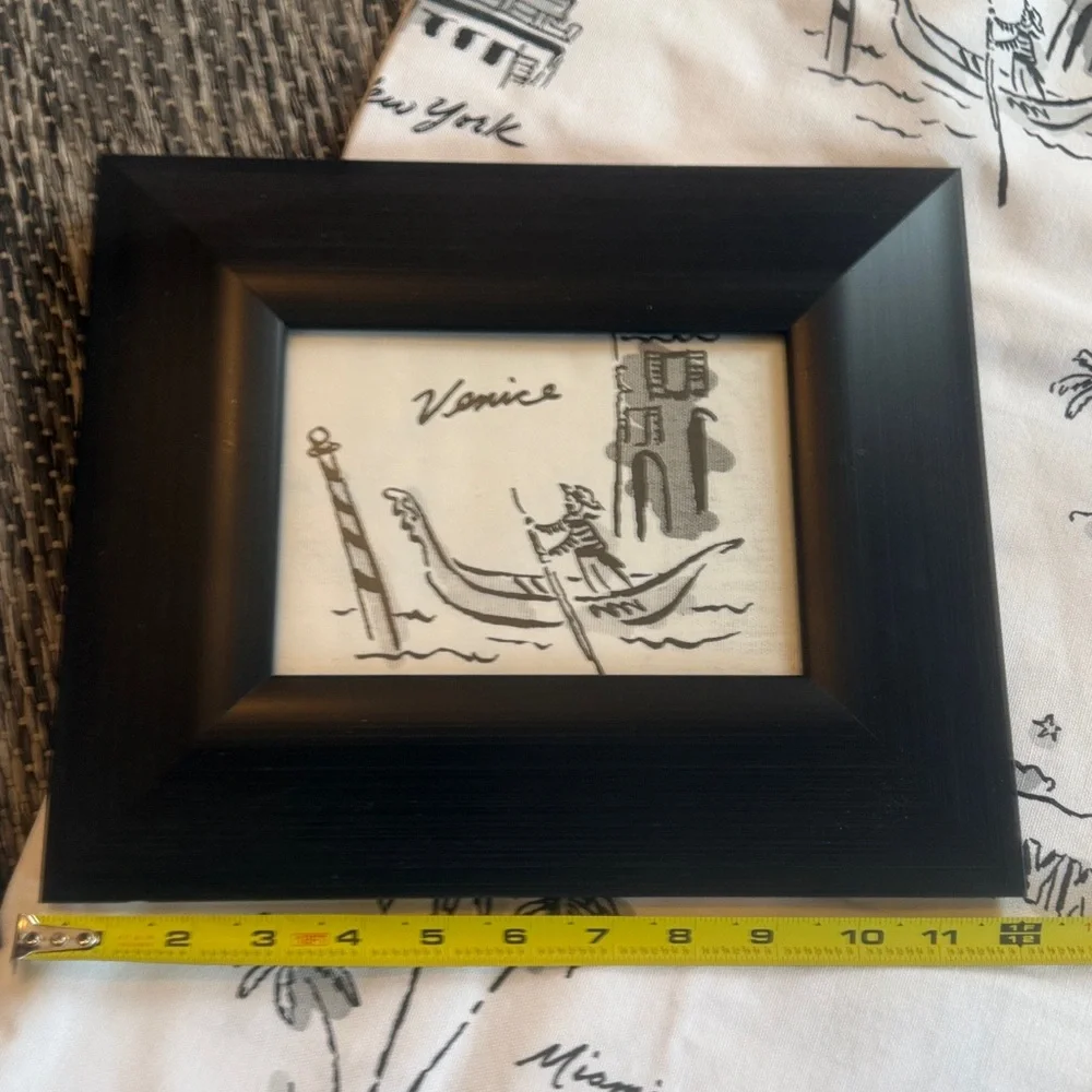 Black Framed Art and “Cities of the World” shower curtain.